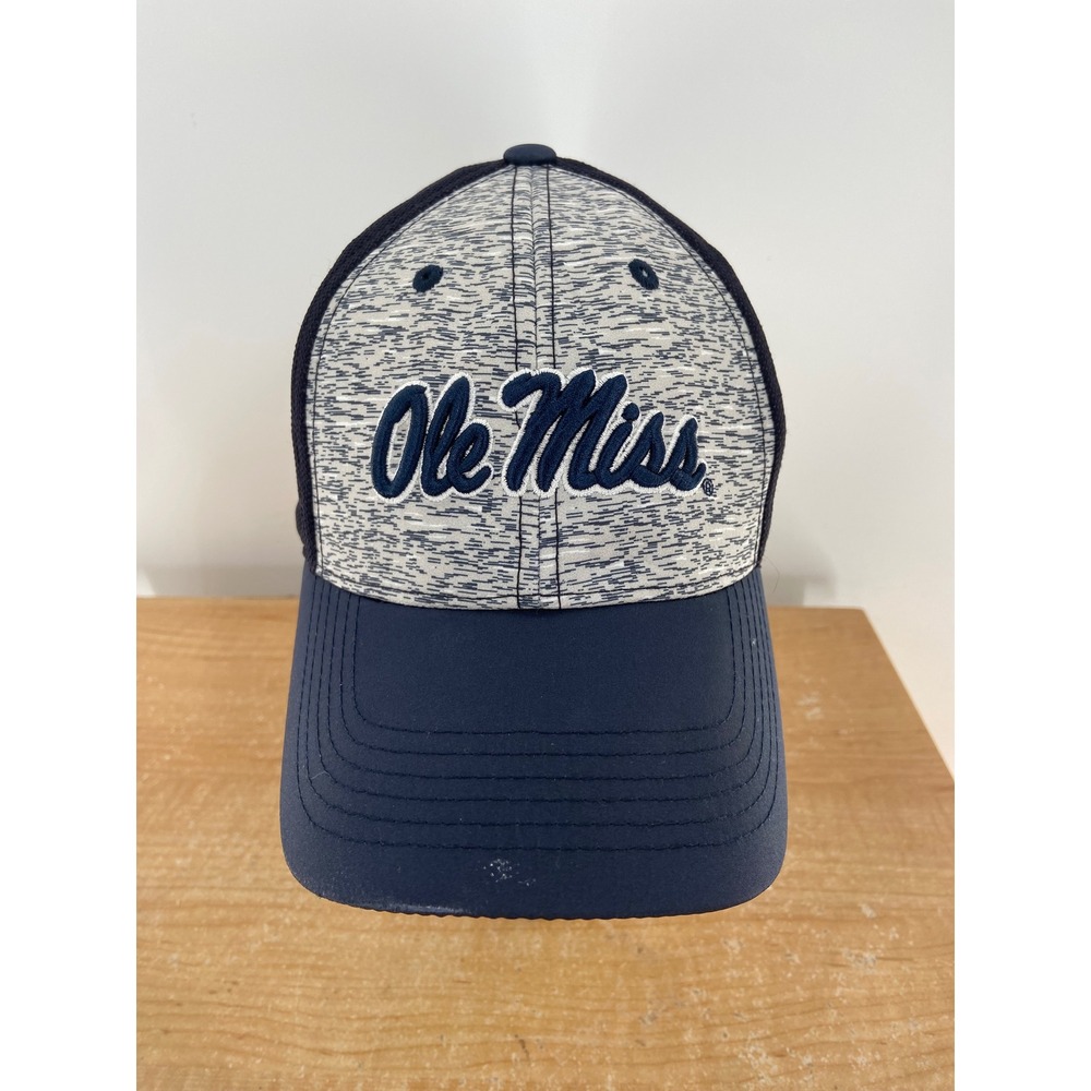 Ole‎ Miss Rebels Hat Captivating Navy Blue Gray Space Dye Adjustable Trucker Cap